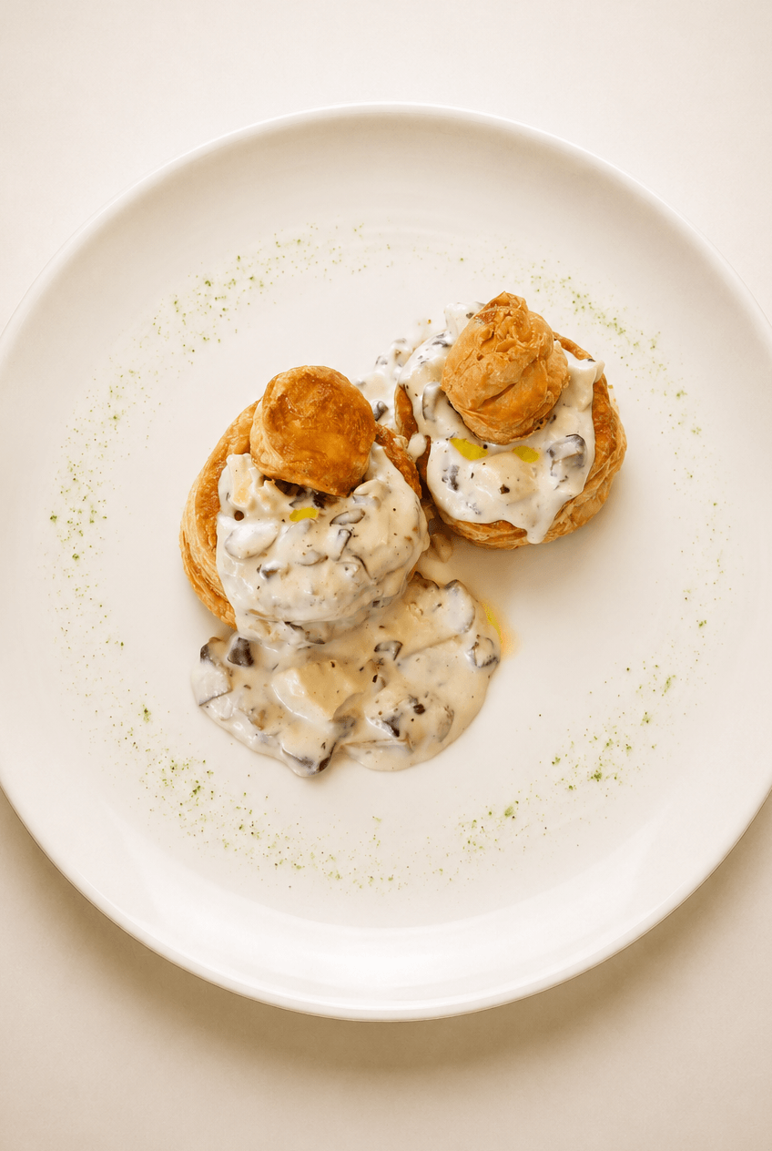 Vol-au-vent cu ciuperci și piept de pui